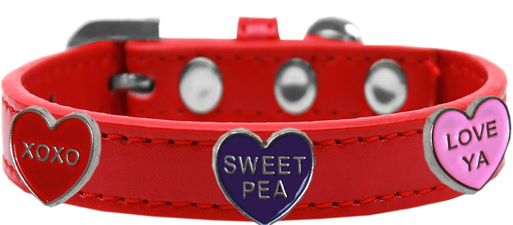Conversation Hearts Widget Dog Collar Red Size 16
